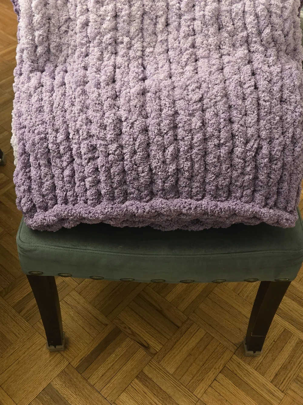 Plush Chunky HandKnit Lavender Twin Size Blanket - Unbranded